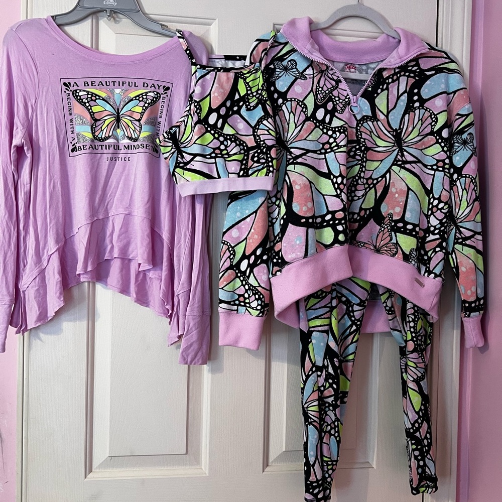 Girls Justice Butterfly Kids Matching Set - Pink and Multicolor